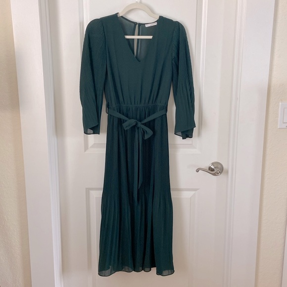 Baltic Born Dark Green Crepe Midi Dress Small - Picture 1 of 8